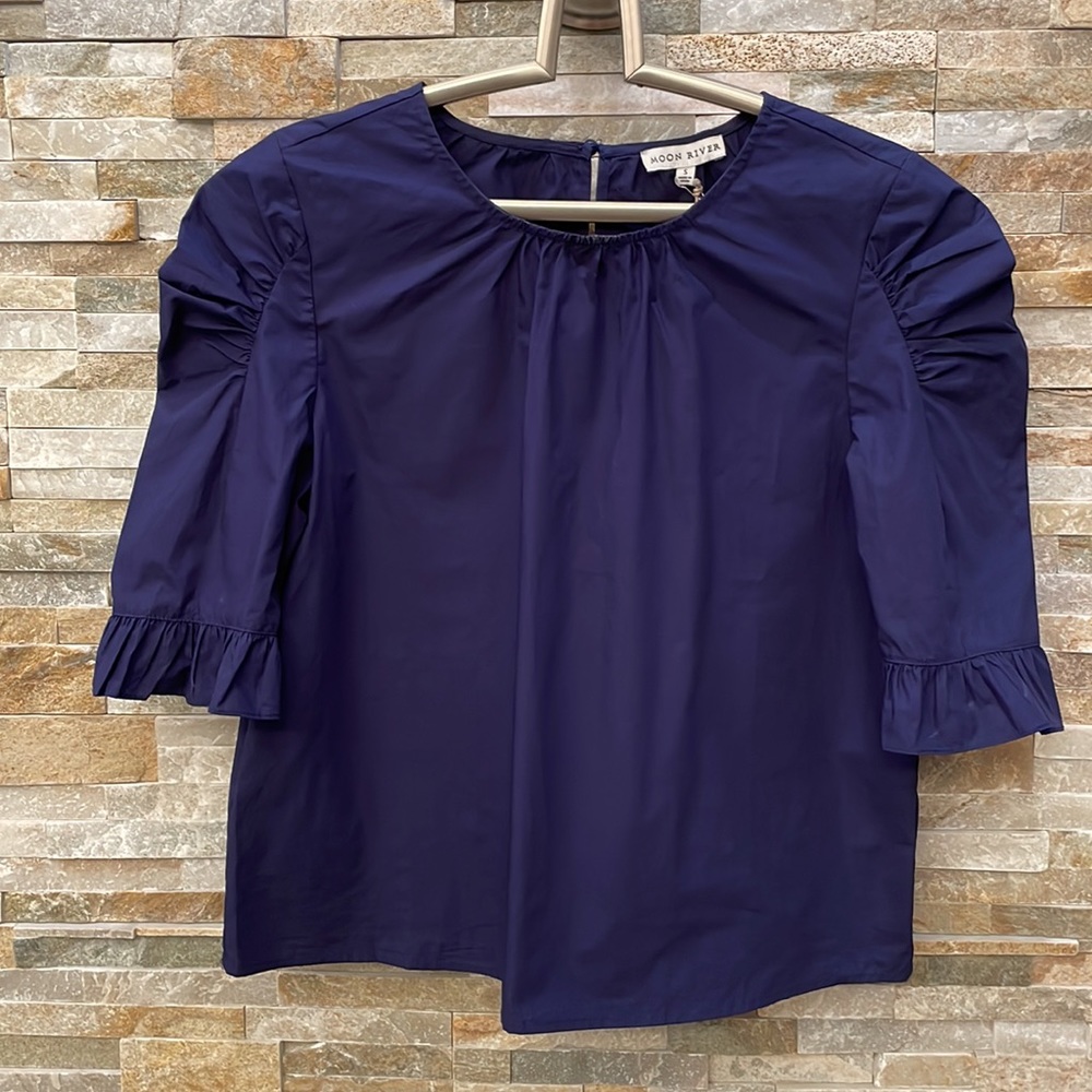 Women’s 3/4 sleeve navy blue blouse